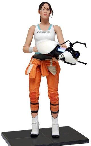 Illustration for article titled The cake is a lie, but this Portal 2 Chell action figure is not